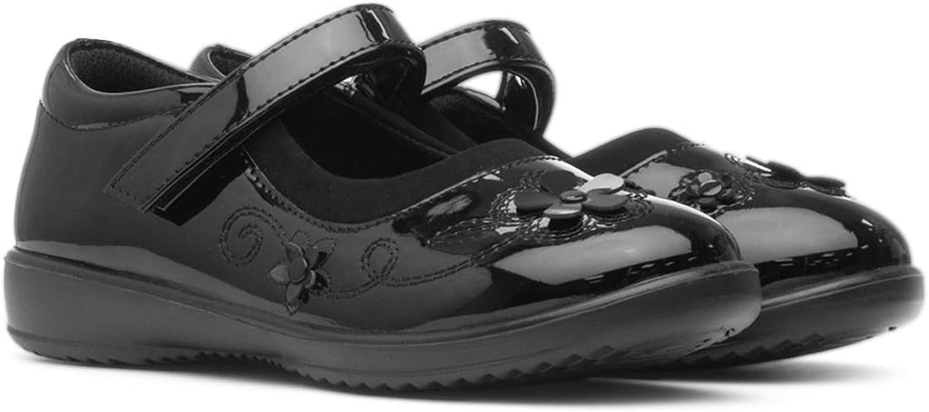 Walkright Collins Girls Black Patent School Shoe