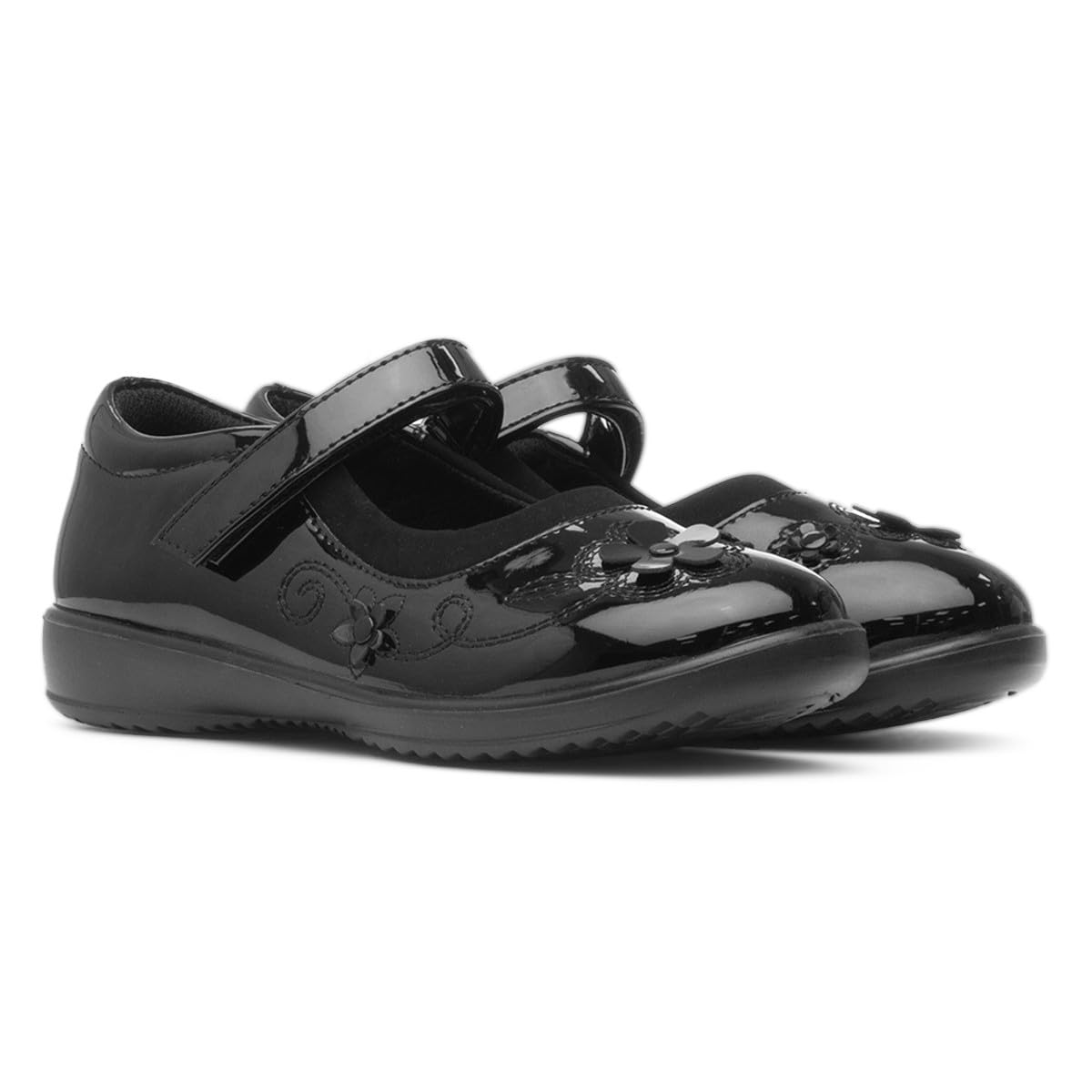 Walkright Collins Girls Black Patent School Shoe
