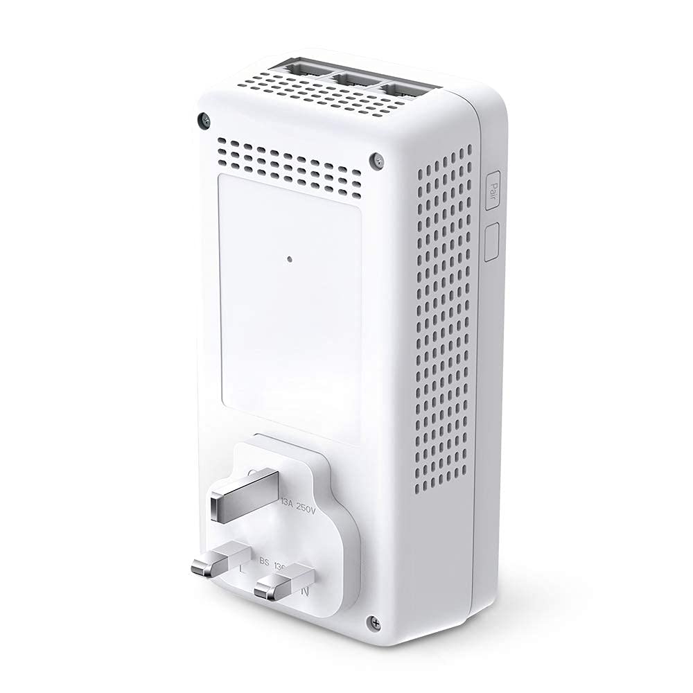 TP-Link TL-PA7017P KIT 1-Port Gigabit Passthrough Powerline Starter Kit, Data transfer speed Up To 1000 Mbps, Ideal for HD/3D/4K video streaming UK Plug (Renewed)