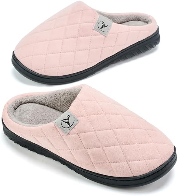 Mens Memory Foam Slippers Knitted Lining Non-Slip Indoor Outdoor Slippers