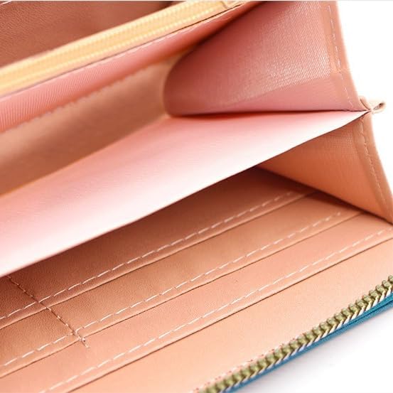 Womens Wallet Long Style Zipper Bag Multi-Card Space Handbags Card Wallets Fashion Storage Bag Wallet Gift for Women, Blue, 19.5 * 10 * 2.5cm, Retro