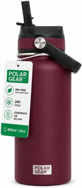 Polar Gear Insulated Water Bottle with Flip Straw - 800ml Wine