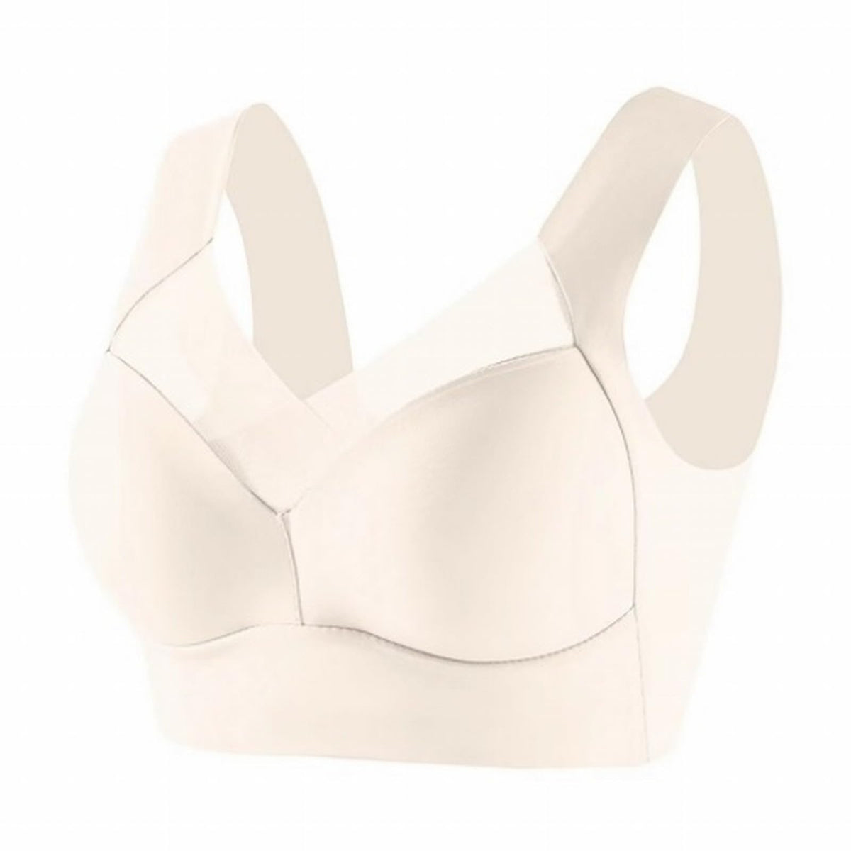 Yinguo Thin Laceless Comfortable Breathability Underwear Large Size Brater Buckle Female Bra V Neck Vest Bralette Wireless Bra Cotton Bra for Women