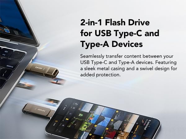 Lexar D40E 128GB Dual USB 3.2 Gen 1 Type-C Jump Drive,Champagne Silver