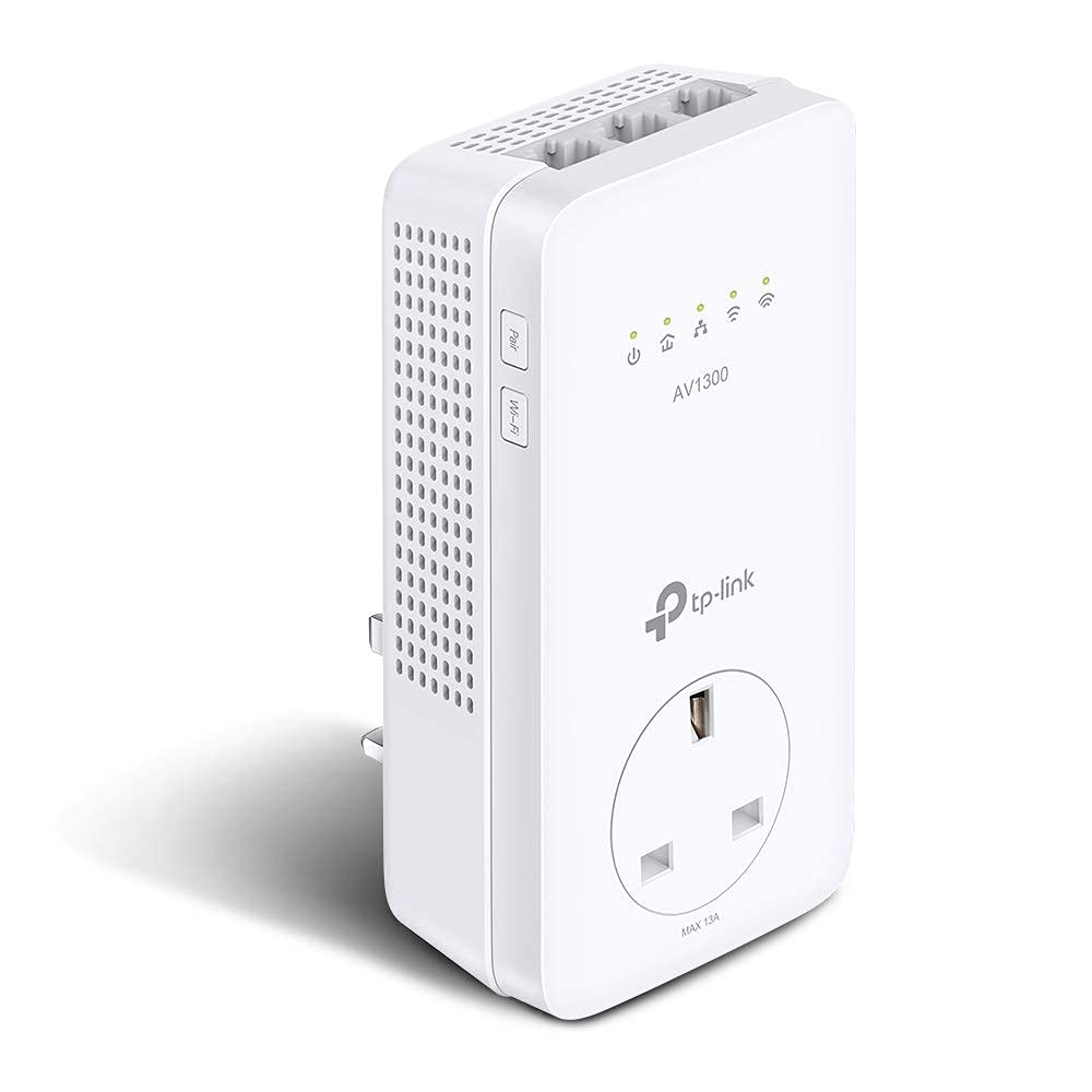 TP-Link TL-PA7017P KIT 1-Port Gigabit Passthrough Powerline Starter Kit, Data transfer speed Up To 1000 Mbps, Ideal for HD/3D/4K video streaming UK Plug (Renewed)