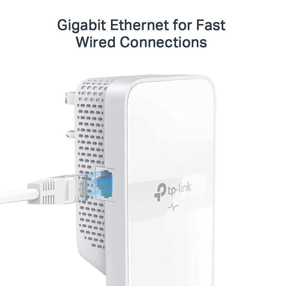 TP-Link TL-PA7017P KIT 1-Port Gigabit Passthrough Powerline Starter Kit, Data transfer speed Up To 1000 Mbps, Ideal for HD/3D/4K video streaming UK Plug (Renewed)