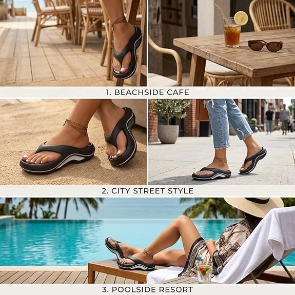 Platform Flip Flops for Women, Arch Support Cushion Thong Sandals, Thick Sole Pillow Slippers, Non-Slip Summer Beach Shoes