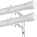 Curtain Poles 76-230cm 25mm Adjustable White Metal Finials 2 Pack BellaHills Set