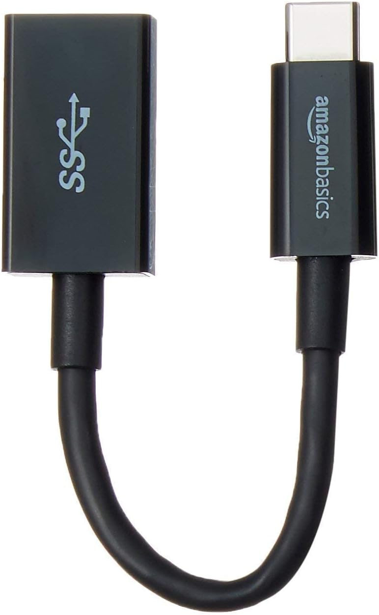 Amazon Basics USB-C (Male) to USB-A (Female) Adapter Cable Converter, USB 3.1 Gen 1, 5Gbps High-Speed, USB-IF Certified, for Laptops, Tablets, Phones (iPhone 16/15), Black