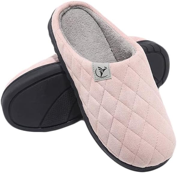 Mens Memory Foam Slippers Knitted Lining Non-Slip Indoor Outdoor Slippers