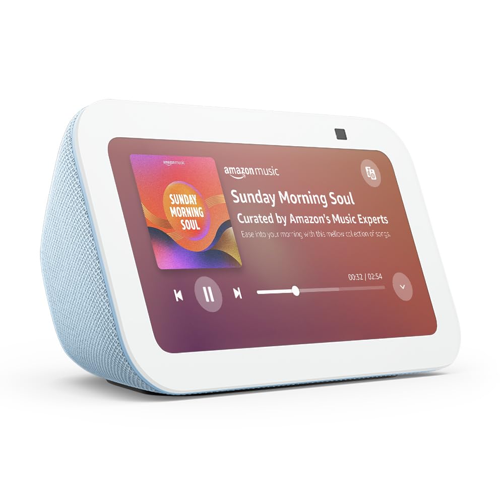 Echo Show 5 (Newest gen), Smart display and alarm clock with clearer sound, Charcoal, with Alexa+ Early Access