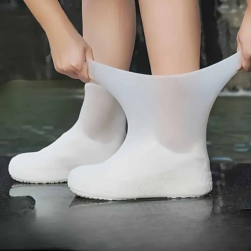 Waterproof Reusable Silicone Shoe Covers, Elastic Non-Slip Overshoes for Rain Mud Travel Commuting Outdoor Protection