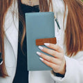 Women Wallet, PU Material Long Wallets for Women, Multiple Compartments Women Credit Card Holder with Zipper, Fashionable Slim Women Wallet for Travelling, Dating, Shopping, Blue, 7.4 x 3.9 x 0.7
