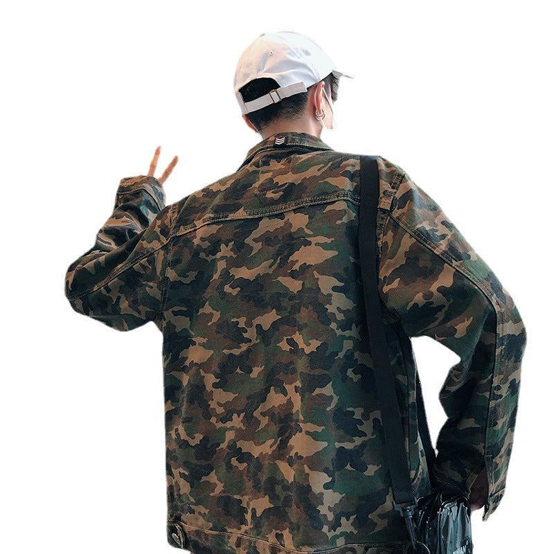 Men's Camouflage Denim Jacket - Autumn Casual Jean Coat