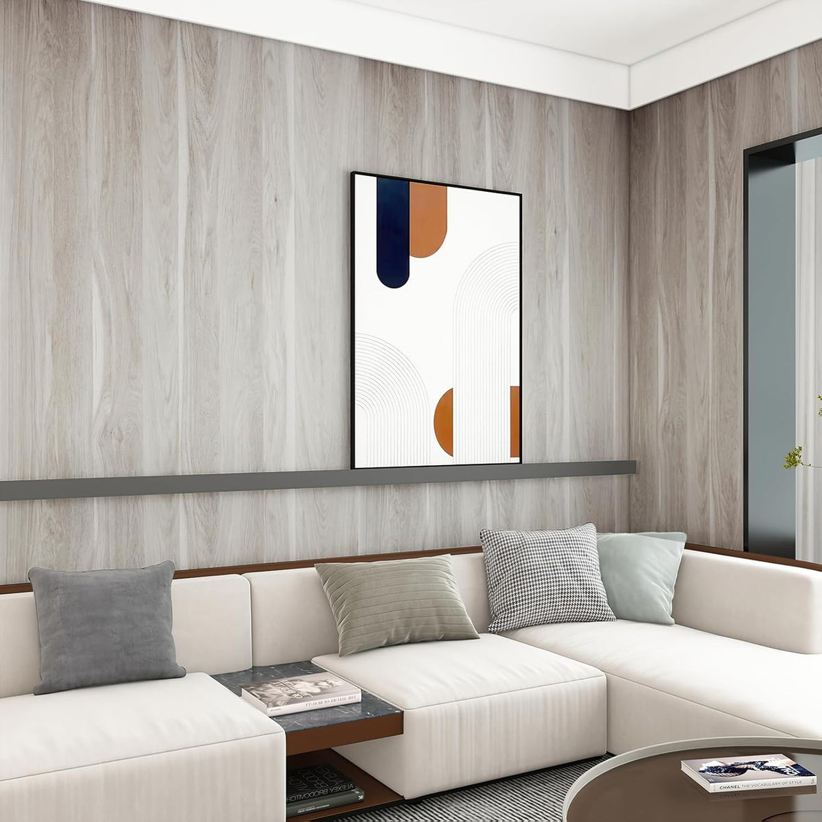 Peel and Stick Wallpaper Grey Wood Grain 31.5x100in 80x254cm Waterproof TOTIO