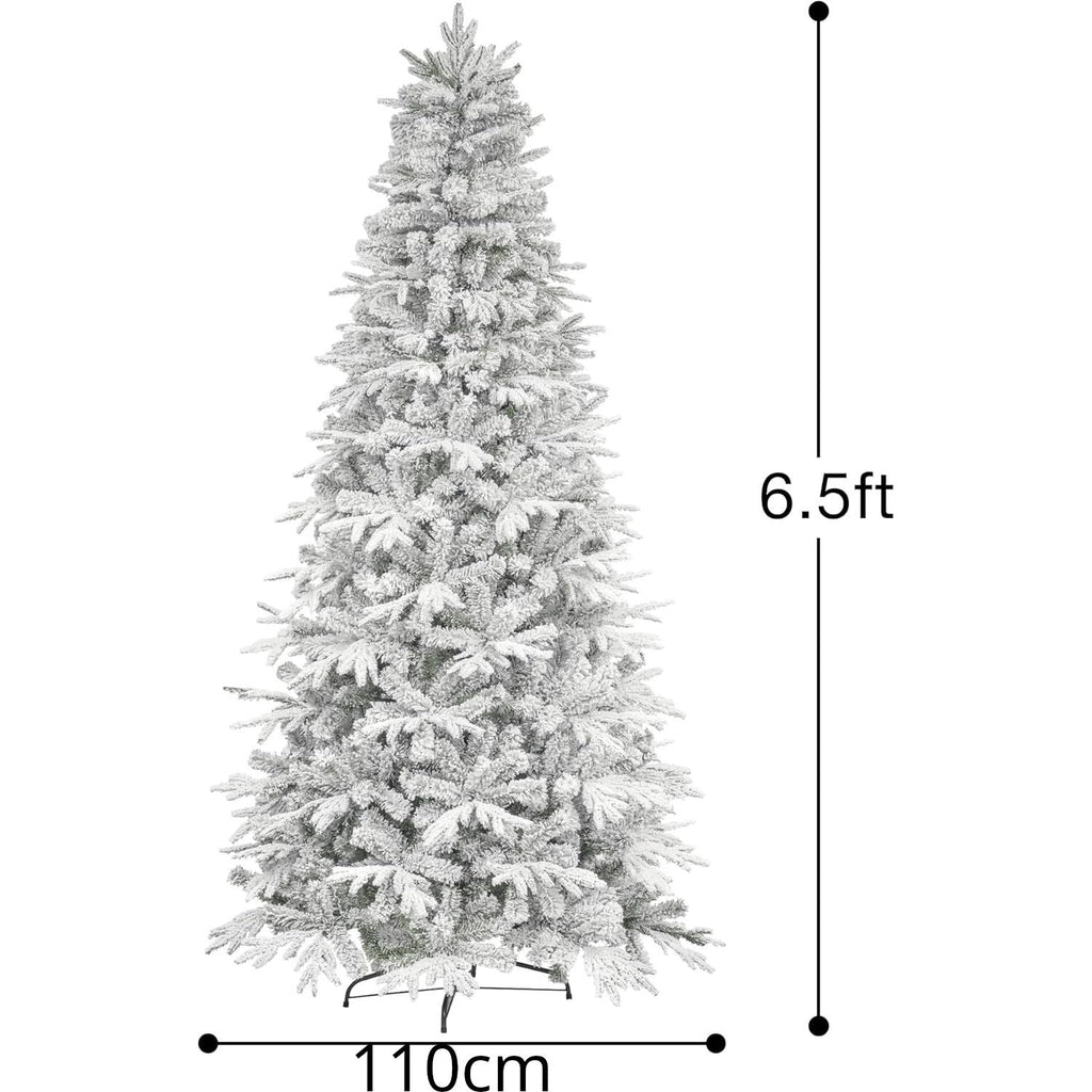 Artificial Christmas Tree 6.5ft Snow Flocked Realistic Pine Unlit KI Store