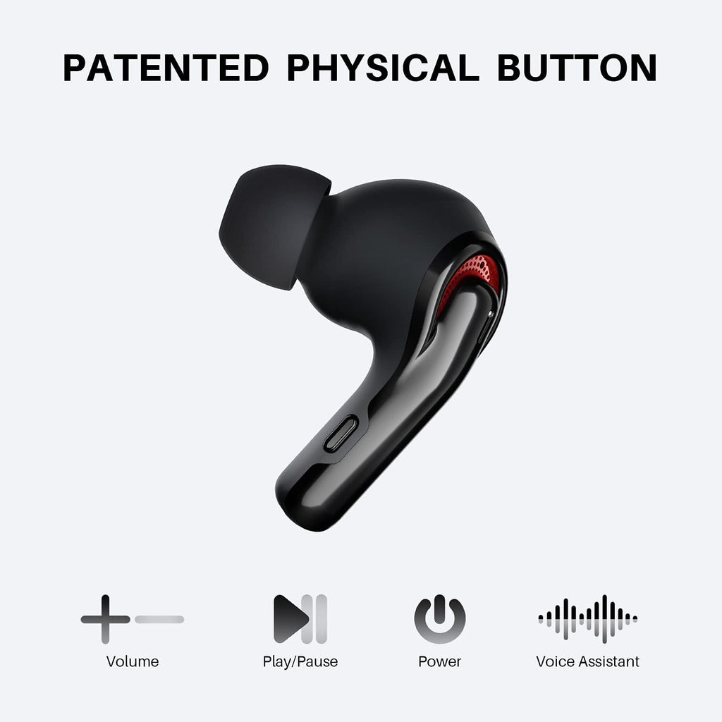 Tribit FlyBuds C1 Wireless Earbuds, Bluetooth 5.2, 50H Playtime, Noise Cut