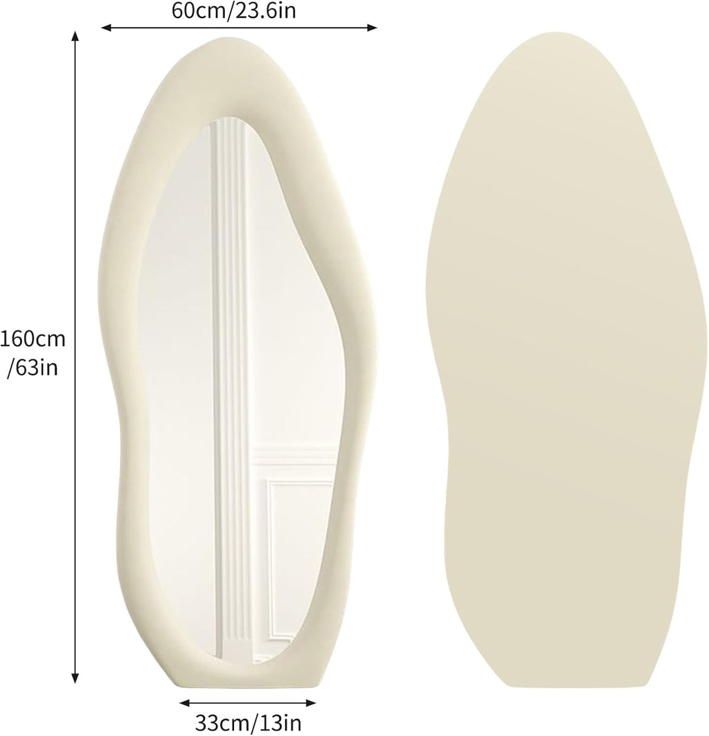 Wavy Full Length Mirror 168x68cm Floor Standing Arched Asymmetrical CEIEVER