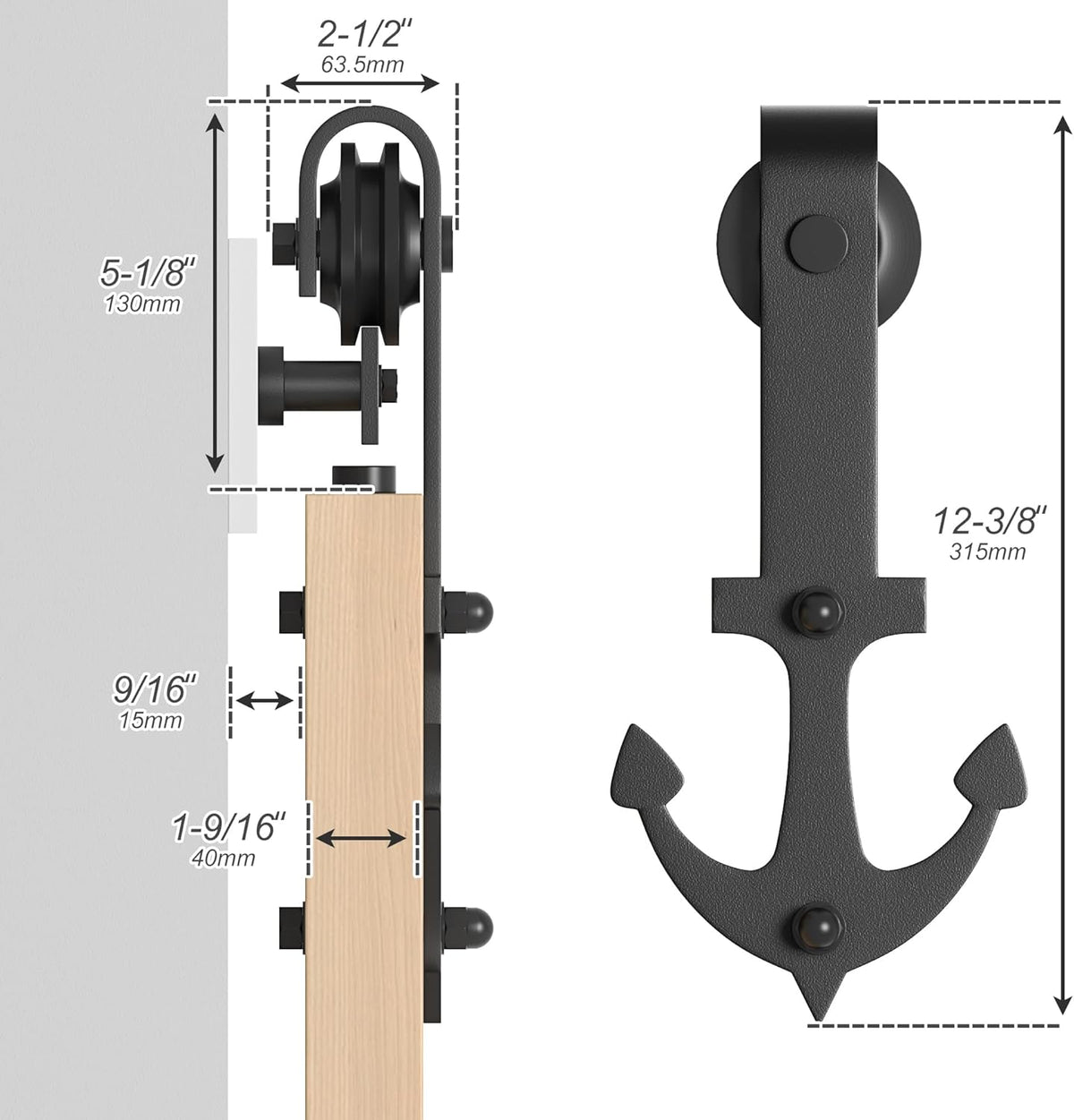 Sliding Barn Door Hardware Kit 9FT Heavy Duty Steel Track Anchor SANKEYTEW