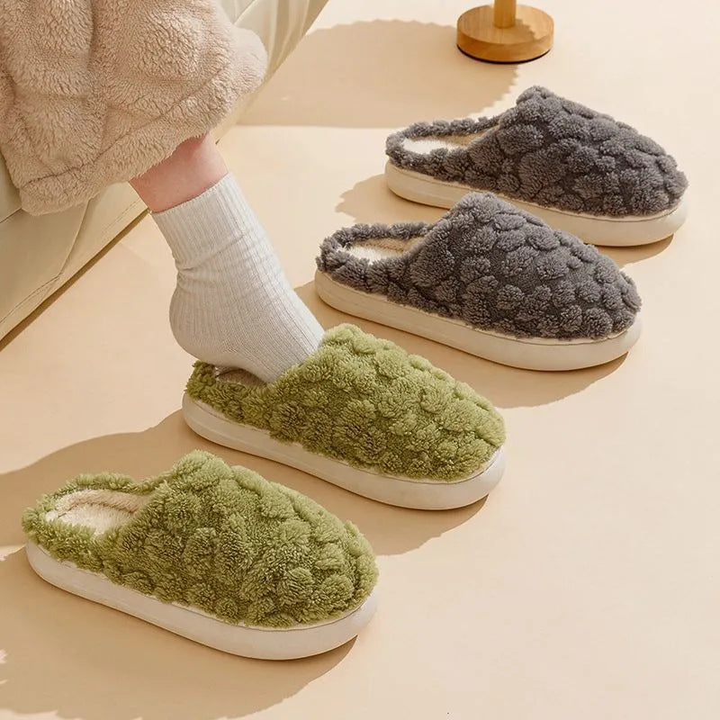 Unisex Cartoon Plush Slippers - Anti-Skid Soft Sole Couple Home Slippers