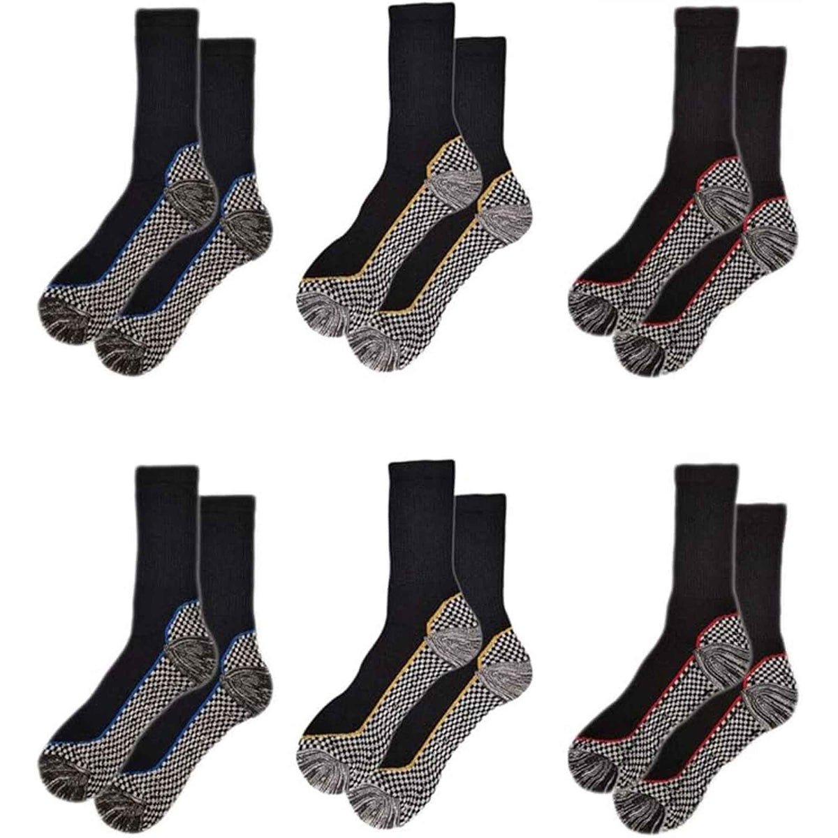 Sock Stack Men's Bamboo Work Socks 6 Pairs Moisture-Wicking Cushioned Reinforced Heel Toe