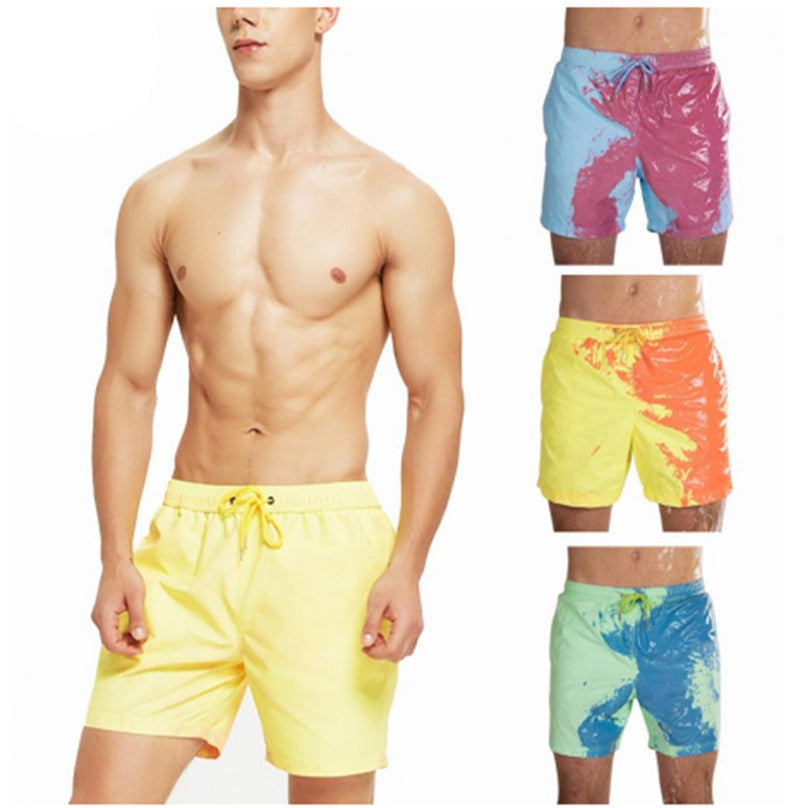 Men's Colour-Change Swim Shorts - Quick-Dry Beach Trunks