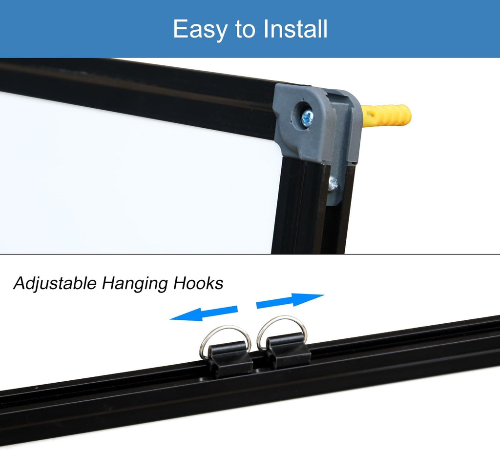 Magnetic Whiteboard 90x60cm Wall Mounted Dry Erase Board Black Frame XIWODE Steel