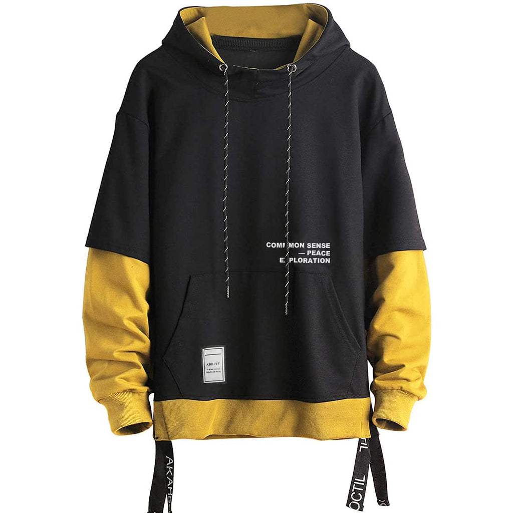 Moshtashio Men's Hoodie Colorblock Pullover Sweatshirt with Design Hip Hop
