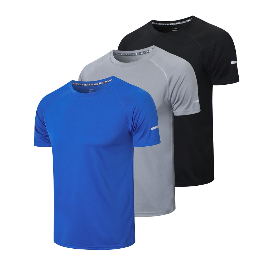 Gaiatiger 1/3 Pack Mens T-Shirts Quick Dry Short Sleeve Tops Running Shirts