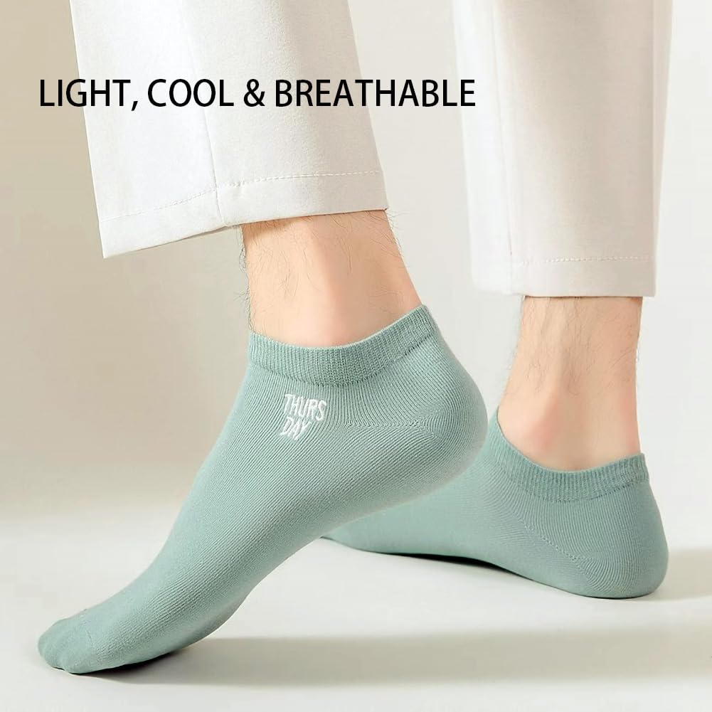 7 Pack Ankle Socks Men No Show Socks Breathable Invisible Thin Low Cut Ankle Sock Cotton Mixed Colors Letter Print Design