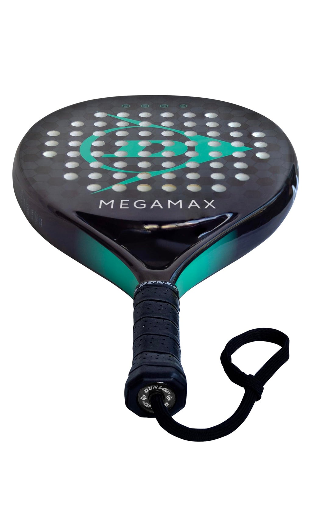 DUNLOP Padel Bat Megamax Silver/Black/Green – Round Shape Graphite Frame – Medium Balance Pro EVA Core – For Beginners
