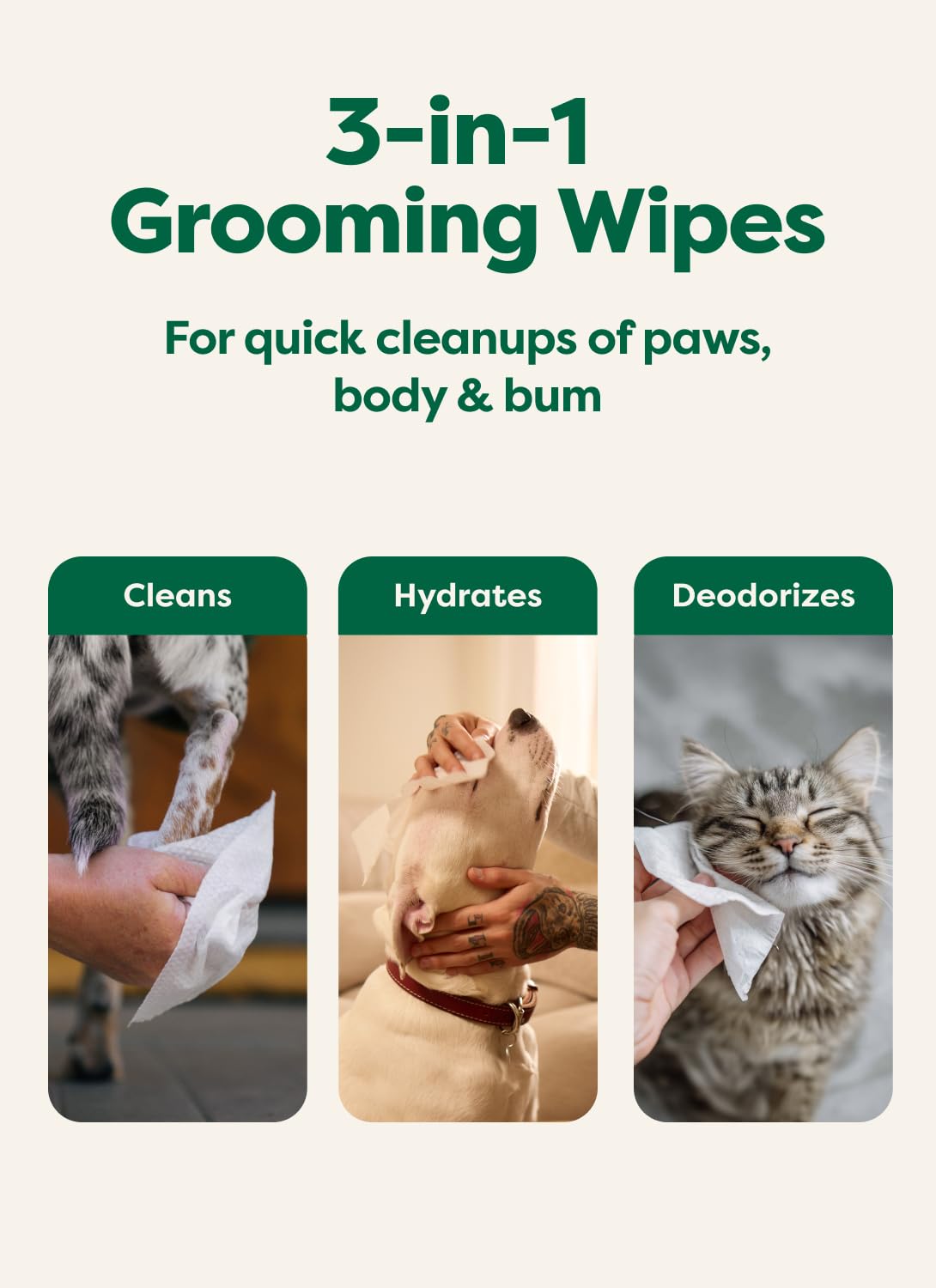 Earth Rated Dog Wipes, Hypoallergenic, Cleaning and Hydrating, for Grooming Paws, Body and Bums, Lavender Scented, 100 Count