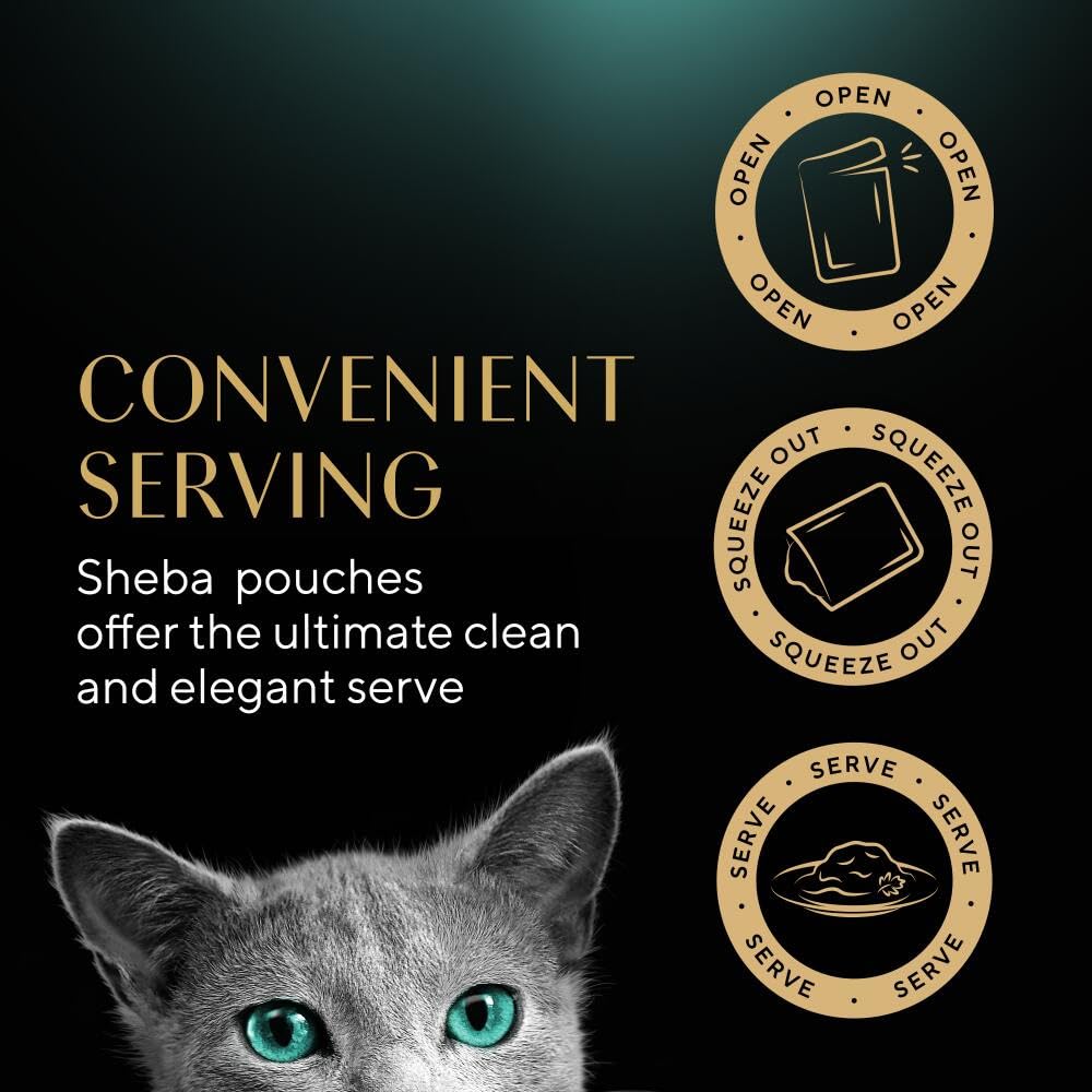 Sheba Fine Flakes in Jelly – Fish Collection – Wet cat food pouches for adult cats – 40x85g pack
