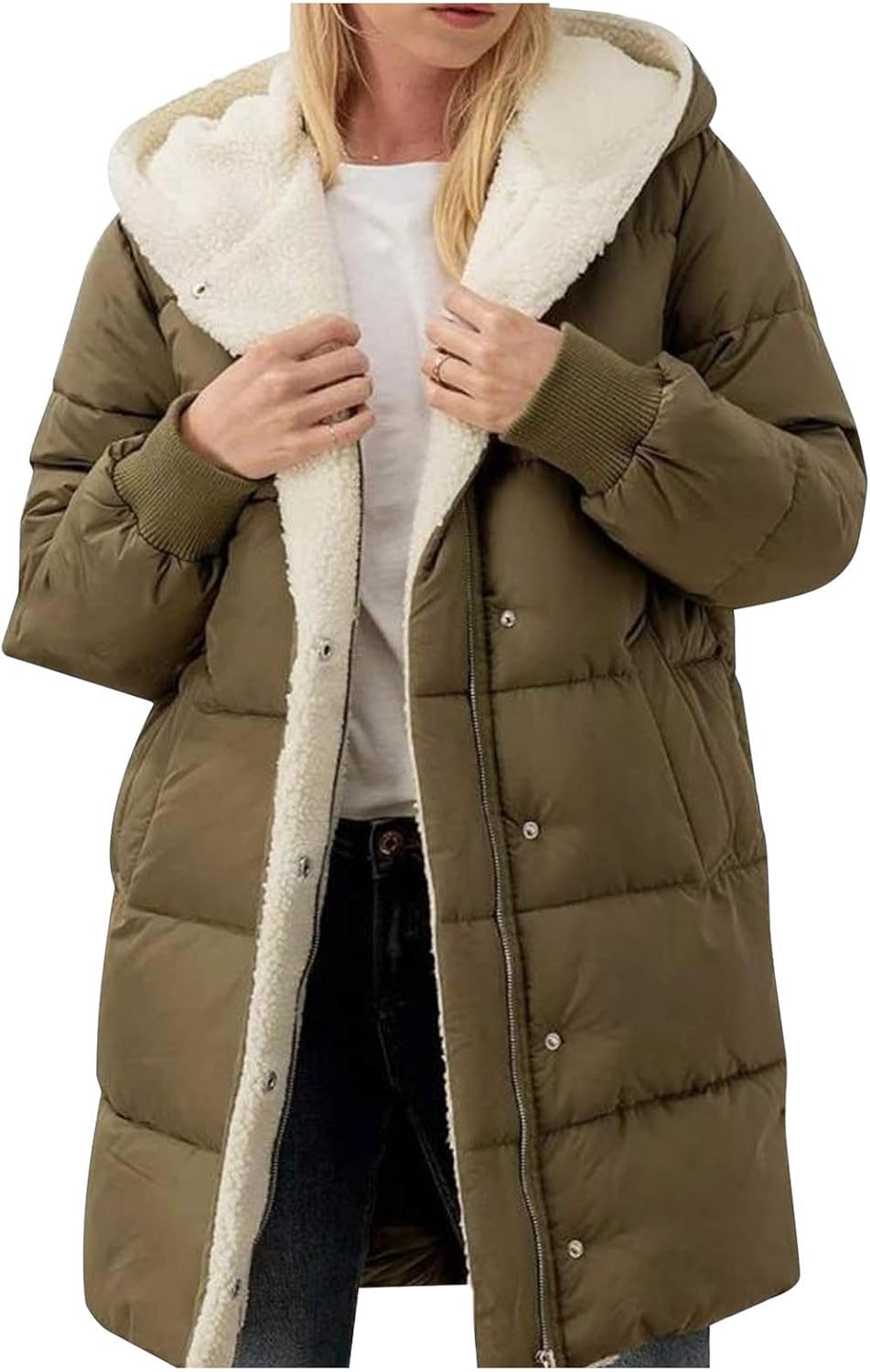 Women's Winter Puffer Jacket - Warm Padded Coat for UK Daily Wear Windproof Outer Loose Casual Fit Lightweight Padded Overcoat Cold Weather Resistant Autumn Outwear Jackets