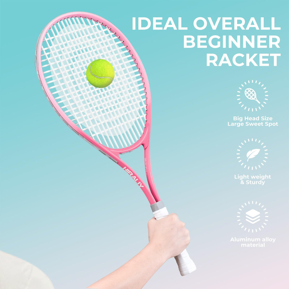 HIRALIY 27" Tennis Rackets Set of 2, 3 Tennis Balls, 2 Tennis Racquets, 2 Overgrip Tapes and 1 Carrying Bag Outdoor Recreational Sport Game