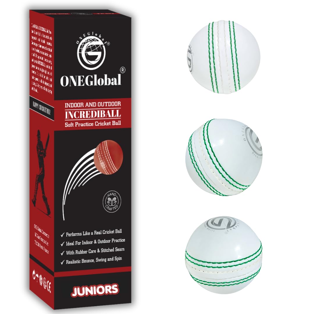 Incrediball Soft Practice Cricket Ball | Outdoor & Indoor Rubber Cricket Ball With Core & Stitched Seam | For Practice, Training & Family Fun | Senior & Junior Size
