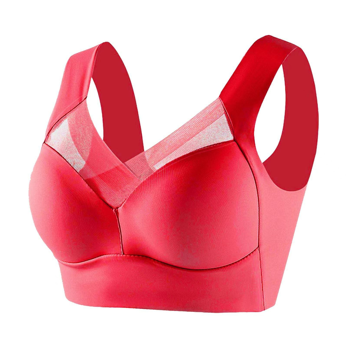 Yinguo Thin Laceless Comfortable Breathability Underwear Large Size Brater Buckle Female Bra V Neck Vest Bralette Wireless Bra Cotton Bra for Women