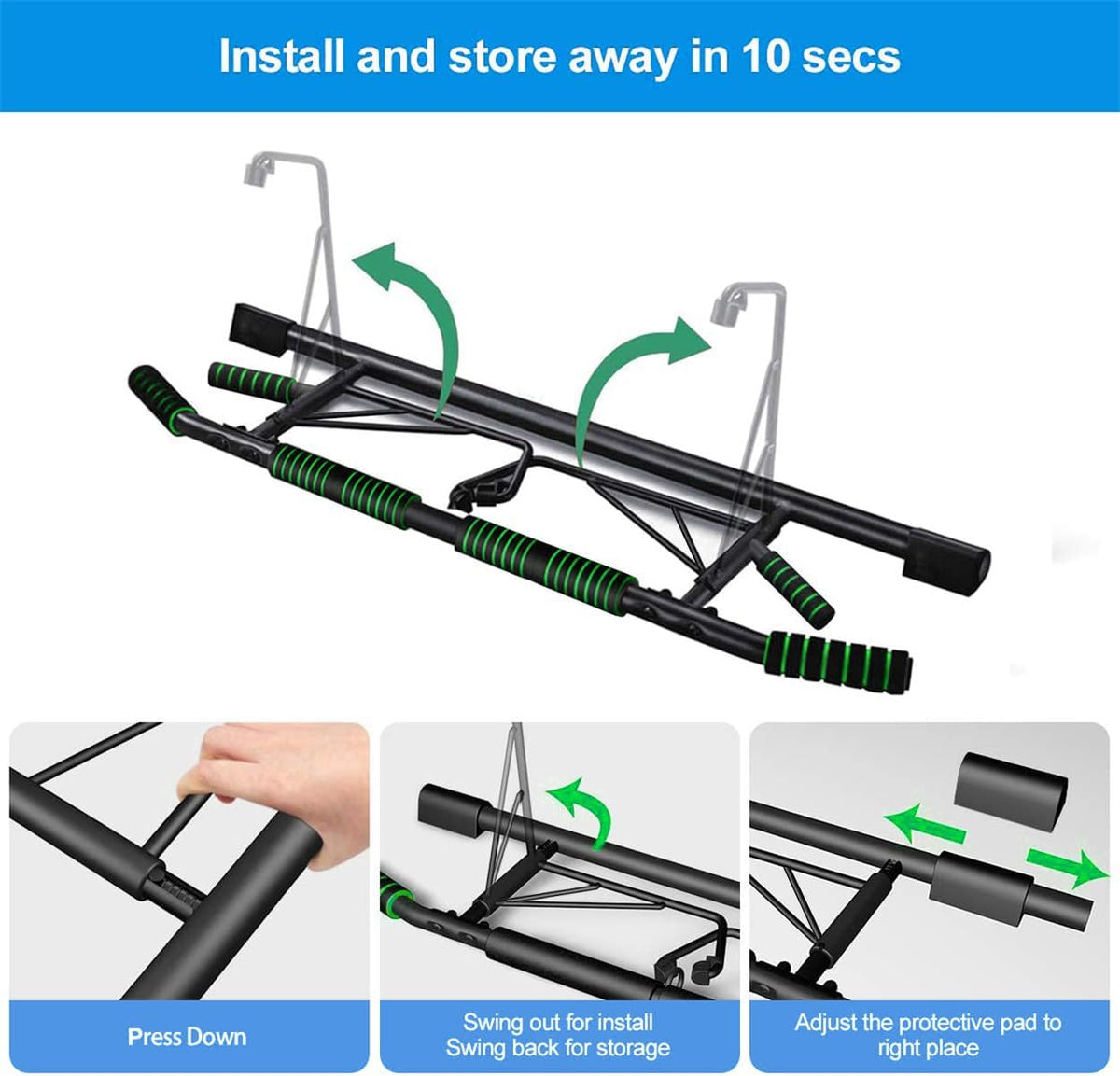 Door Frame Pull Up Bar Chin Up Bar Home Gym Fitness Training HAKENO