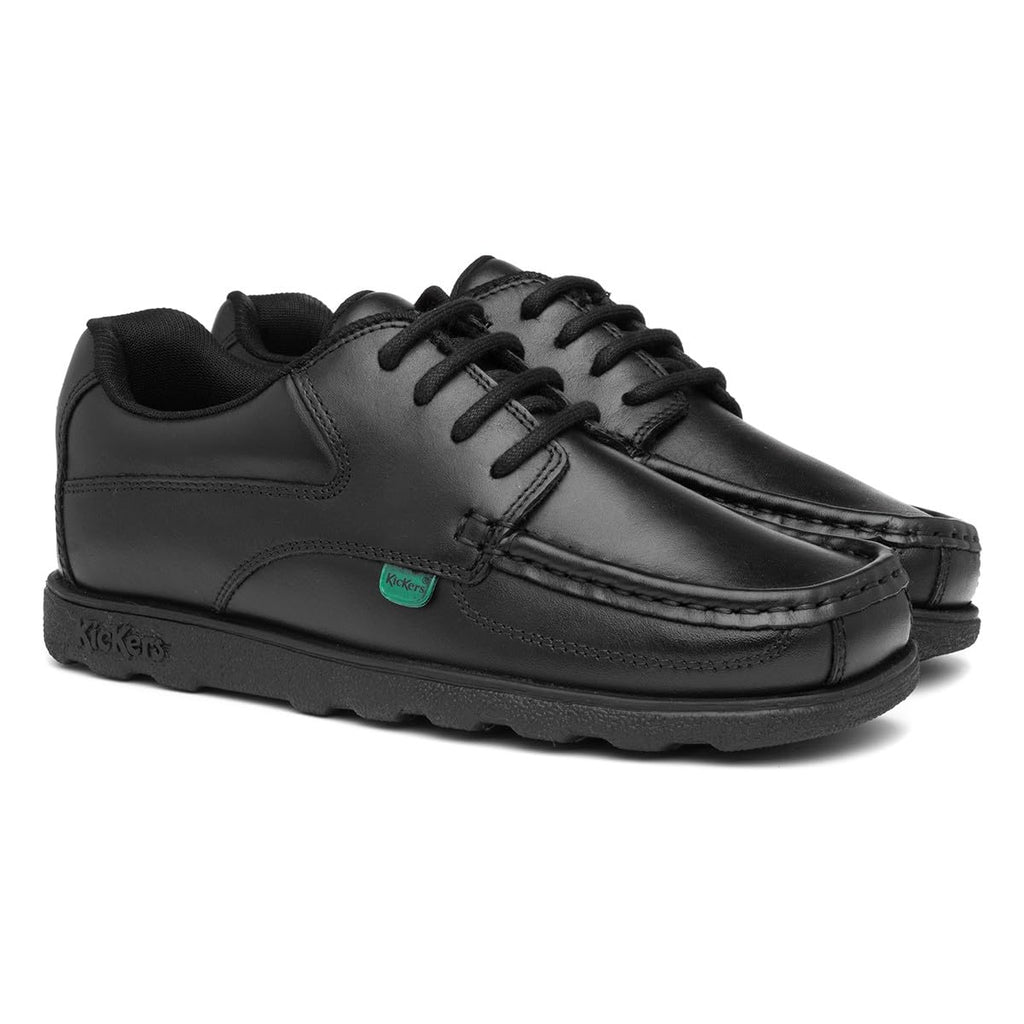 Kickers Fragma Boys Lace Up School Shoe in Black