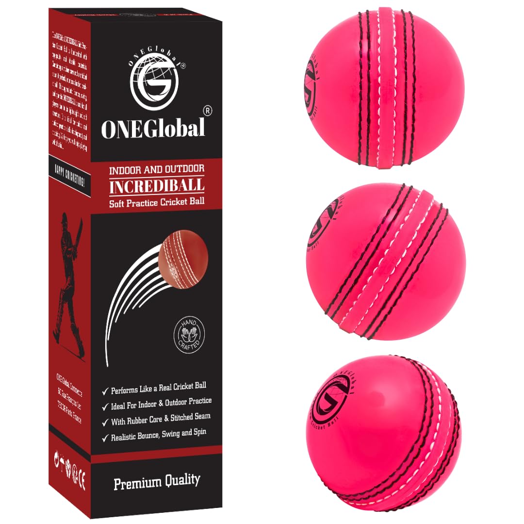 Incrediball Soft Practice Cricket Ball | Outdoor & Indoor Rubber Cricket Ball With Core & Stitched Seam | For Practice, Training & Family Fun | Senior & Junior Size