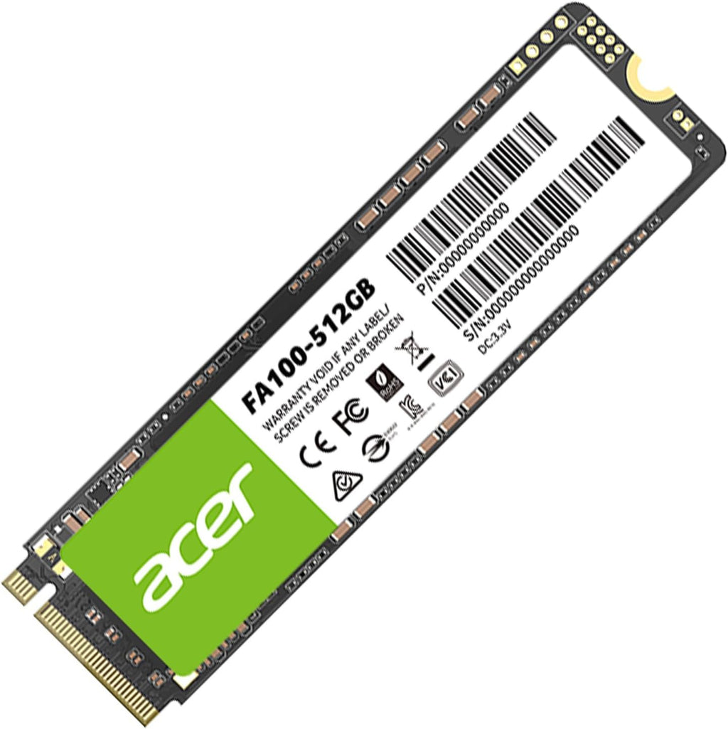 Acer FA100 M.2 2280 SSD 512GB: PCIe 3.0 NVMe with HMB & SLC Cache, Up to 3500 MB/s Read Speed, PC Internal Solid State Drive for Laptop & Desktop Upgrade