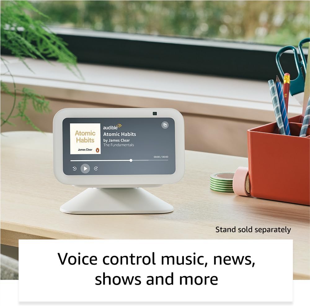 Echo Show 5 (Newest gen), Smart display and alarm clock with clearer sound, Charcoal, with Alexa+ Early Access
