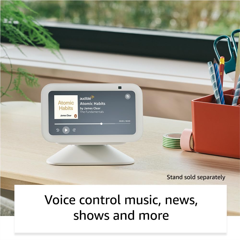 Echo Show 5 (Newest gen), Smart display and alarm clock with clearer sound, Charcoal, with Alexa+ Early Access