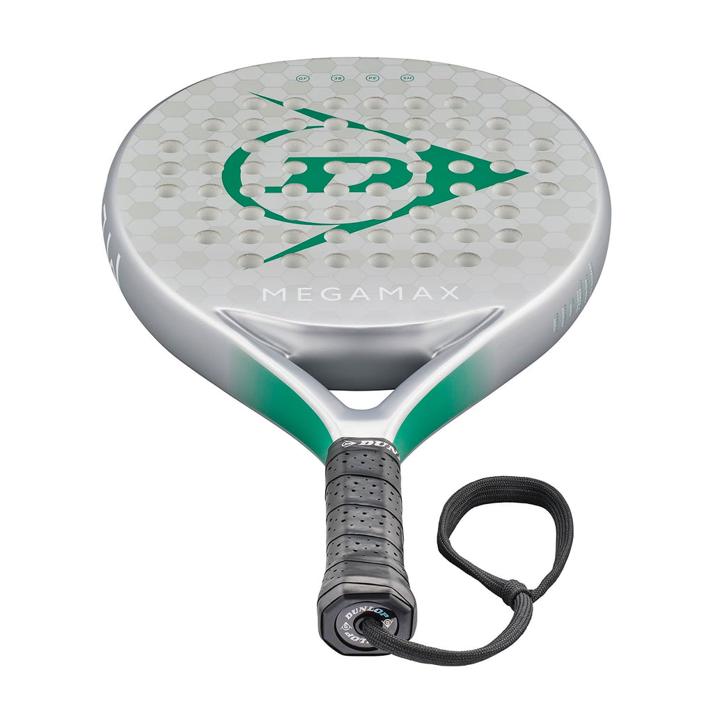 DUNLOP Padel Bat Megamax Silver/Black/Green – Round Shape Graphite Frame – Medium Balance Pro EVA Core – For Beginners