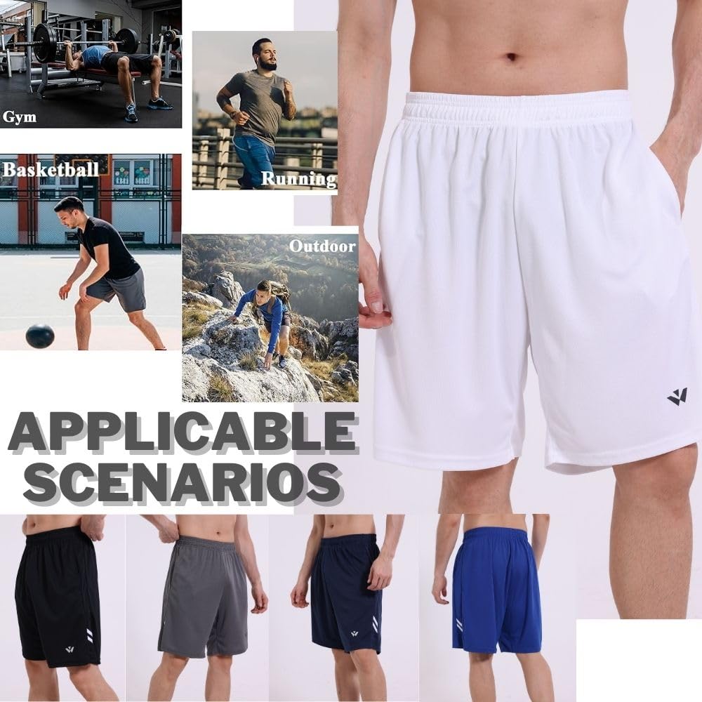 5 Pack Mens Sports Shorts Men's Athletic Shorts with Pockets and Elastic Waistband, Quick Dry Workout Shorts for Men Running Trousers