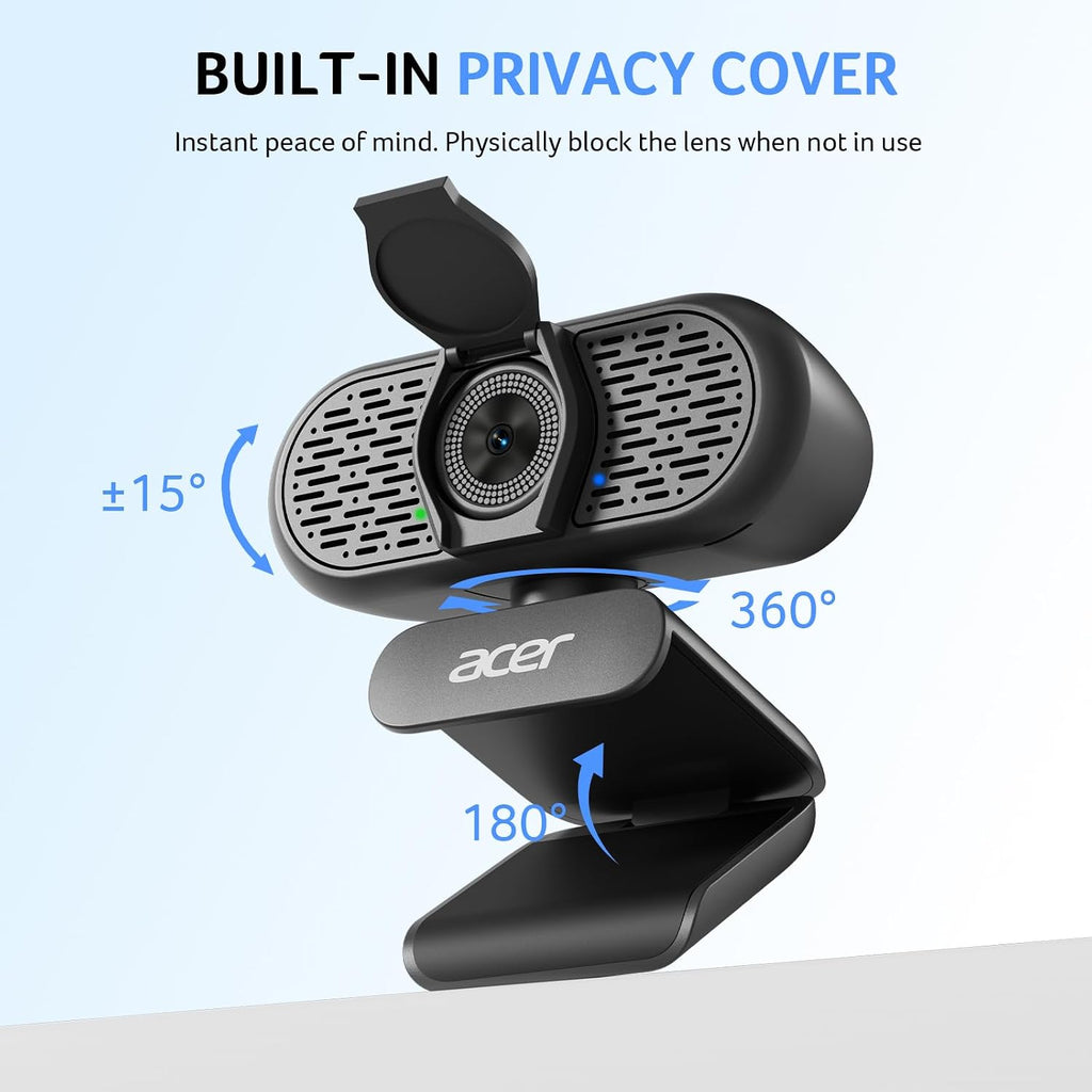 Acer A640 4K Webcam for PC with Sony Sensor PDAF Autofocus AI Noise Canceling Mic Privacy Shutter USB A to C Adapter Computer Camera for Gaming Streaming Meetings Switch 2 Camera Teams Zoom Facetime