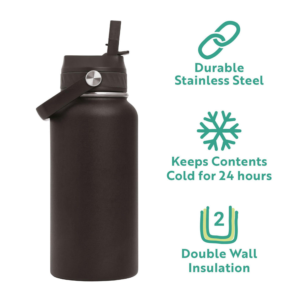 Polar Gear Insulated Water Bottle with Flip Straw - 800ml Wine