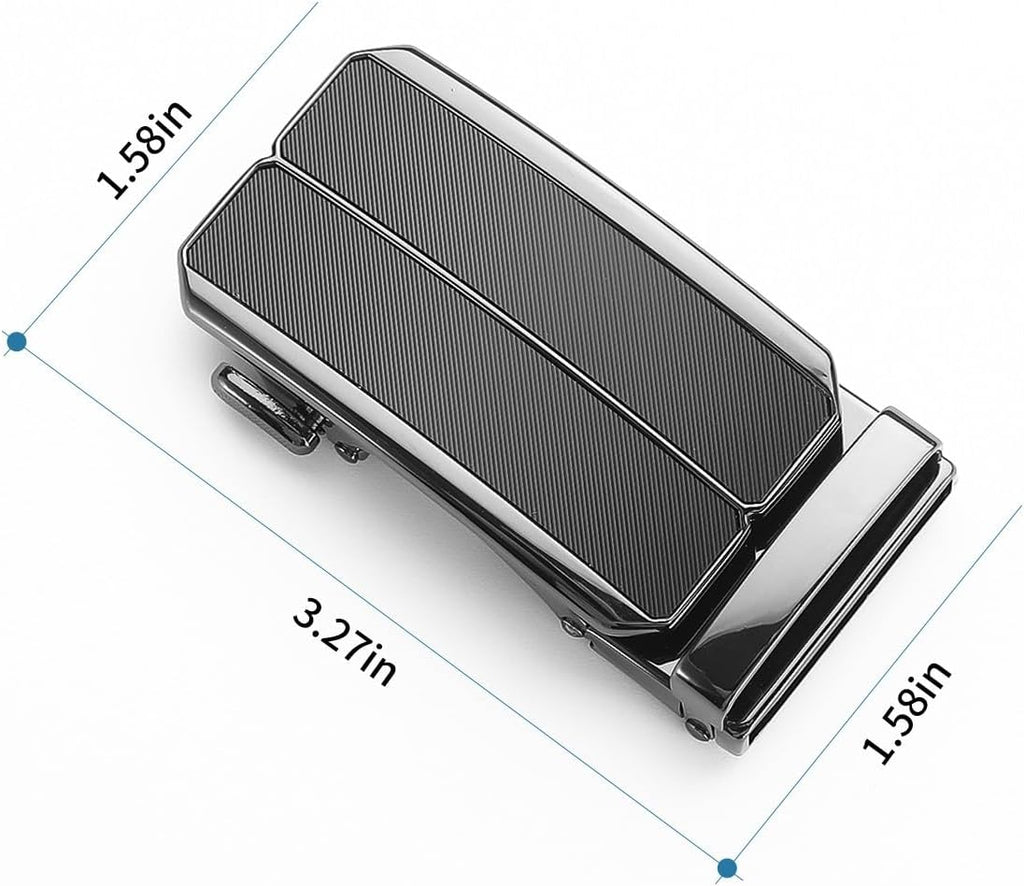 Men's Adjustable Leather Belt Strap & Zinc Alloy Automatic Ratchet Buckle, Customizable for Business Casual & Formal Wear