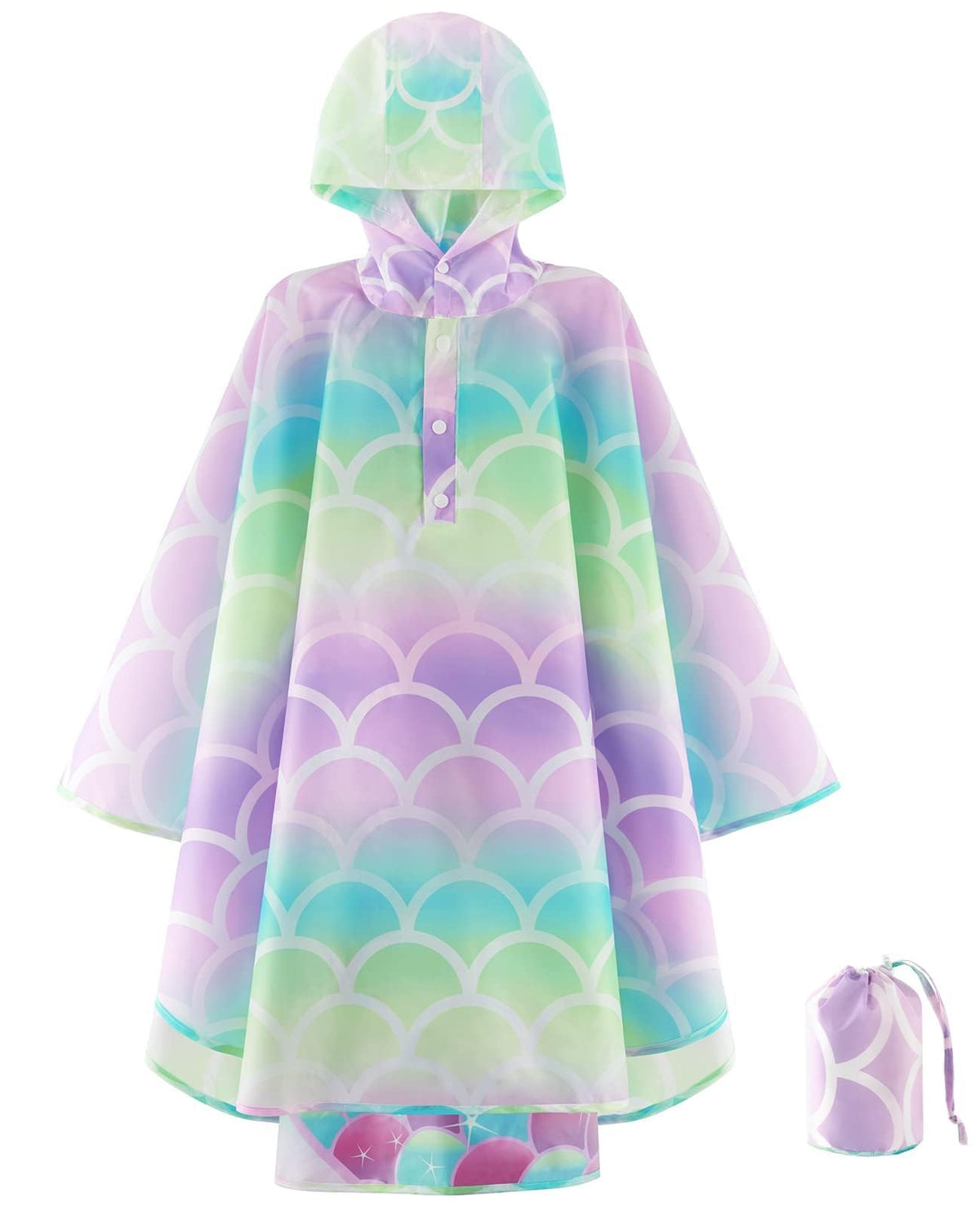 WAWSAM Kids Rain Poncho Waterproof Boys Girls Portable Raincoat Rain Jacket Lightweight Rainwear