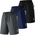 SHAGGA 3 Pack Gym Shorts Men Lightweight Quick Dry Sports Short Inseam 7 with Zipper Pockets for Running Fitness Joggers